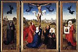 Crucifixion Paintings - Crucifixion Triptych by Rogier van der Weyden